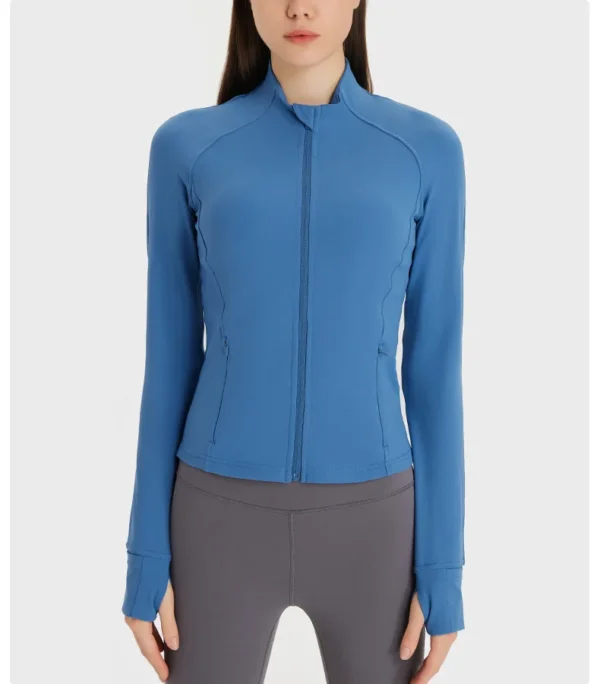 Somatic YOGA Wear Nylon Stretch Track Jacket Gym Fitness Sport Top High Elasticity Long Sleeves Zipper Motorcycle Jacket Coat Sportswear - Image 6
